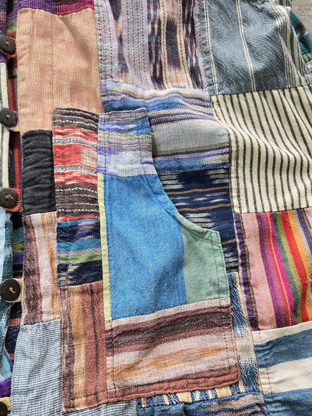 Patchwork Hooded Button Front Vest - Multicolor